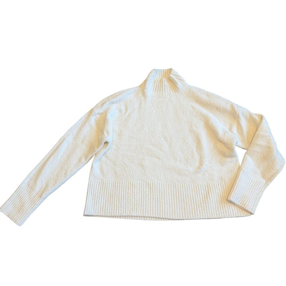 & Other Stories White Pullover Mock Neck Sweater Stretchy Wool Blend Size Small